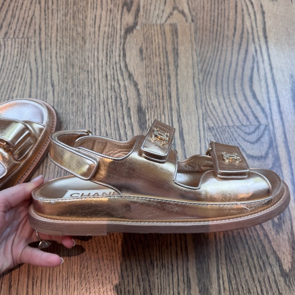 Chanel Rose gold dad Sandel size 37.5 - Picture 2 of 10